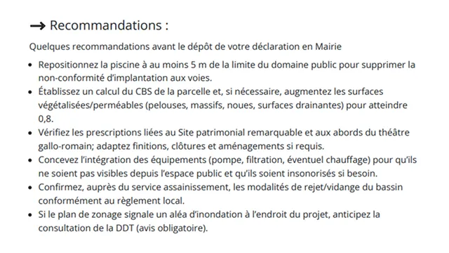 Liste de recommandations avant dépôt en mairie